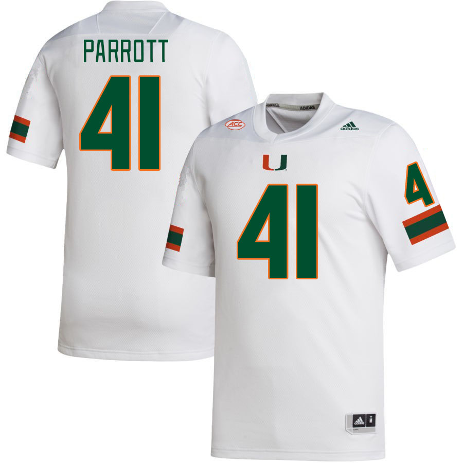 Men #41 Seth Parrott Miami Hurricanes College Football Jerseys Stitched-White